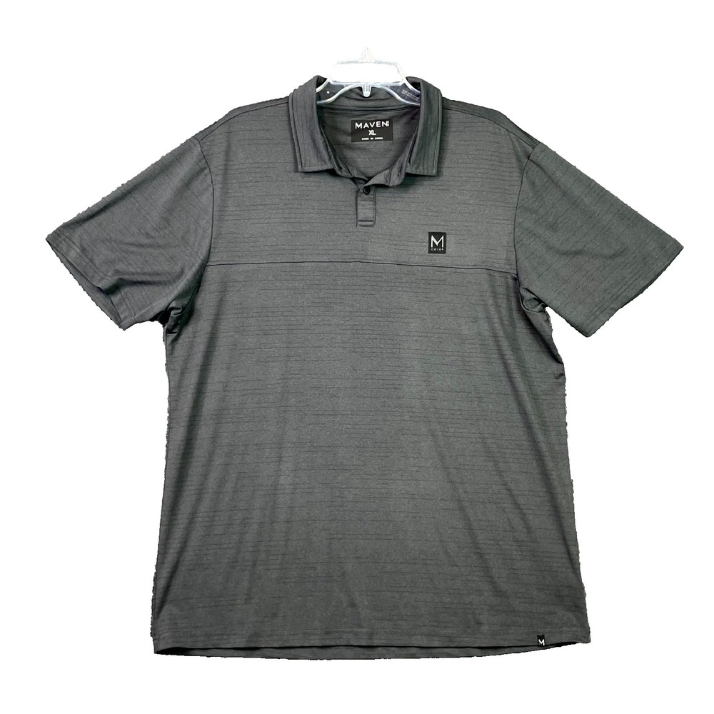 Maven Co-op Polo Shirt Men XL Gray Micro Stripe Performance Stretch Short Sleeve